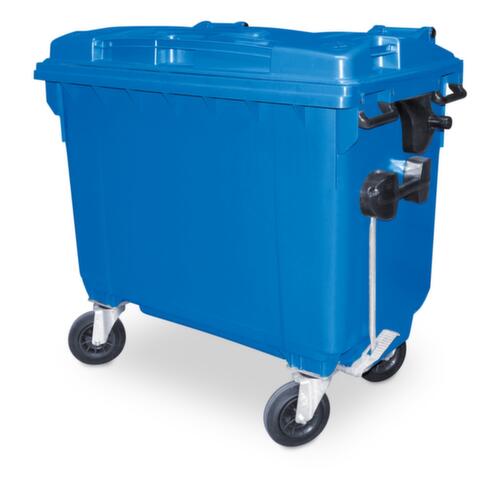 Conteneur à déchets grande capacité avec couvercle à charnière, 660 l, bleu  L