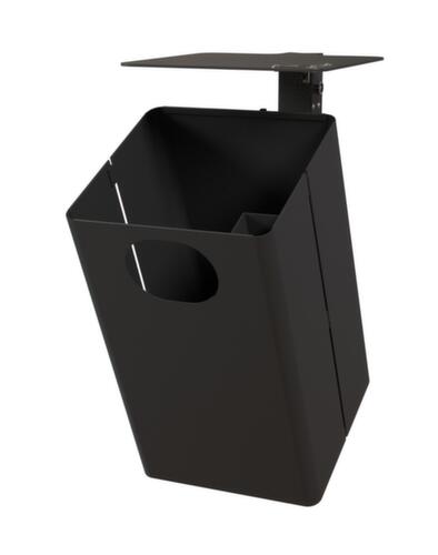 Cendrier poubelle avec toit de protection, RAL7021 gris noir  L