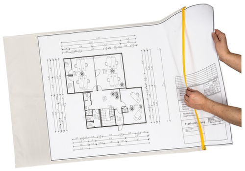 EICHNER Pochette de protection de plans pour plans de construction, transparent/jaune, DIN A3  L