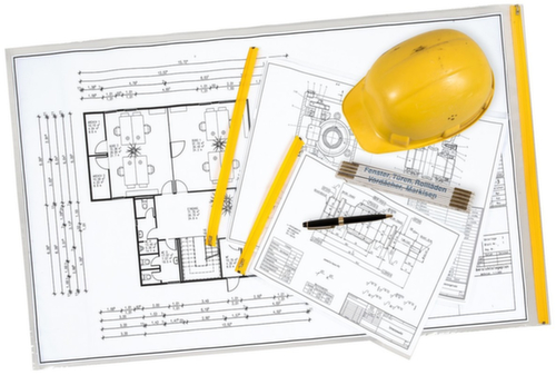 EICHNER Pochette de protection de plans pour plans de construction, transparent/jaune, DIN SG  L
