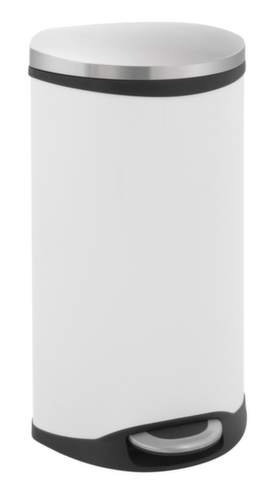 Poubelle à pédale acier inoxydable forme coquille EKO Shell, 30 l, blanc  L