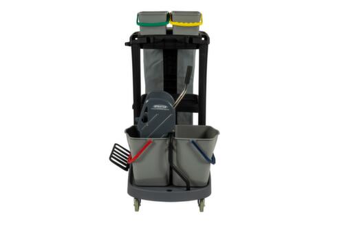 Chariot de nettoyage avec sac de 120 litres et presse à balais, 4x4 l/2x17 l seau en rouge/bleu/vert/jaune  L