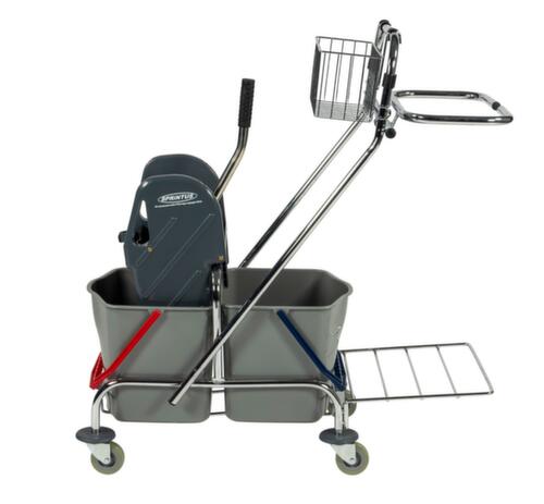 Chariot de lavage humide avec presse à balais et porte-sacs à ordures, 2x17 l seau en ROUGE/BLEU  L