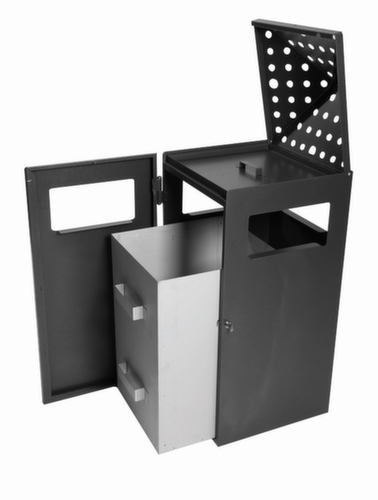 Cendrier poubelle PYRAMIDE avec 4 ouvertures d'introduction, graphite  L
