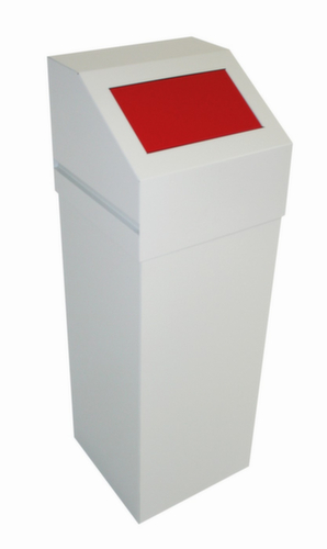 Collecteur de recyclage SAUBERMANN avec trappe d'insertion, 65 l, RAL7035 gris clair, couvercle rouge  L
