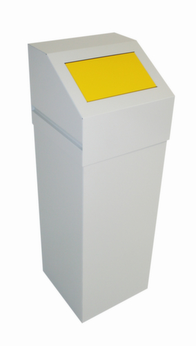 Collecteur de recyclage SAUBERMANN avec trappe d'insertion, 65 l, RAL7035 gris clair, couvercle jaune  L