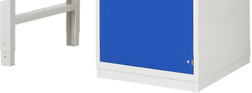 RAU établi Serie 7000 avec piètement en blocs à tiroirs, 5 tiroirs, RAL7035 gris clair/RAL5010 bleu gentiane  L