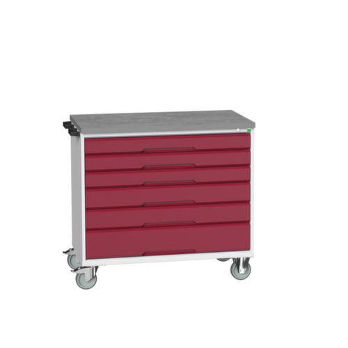 bott Chariot à outils verso, 6 tiroirs, RAL7035 gris clair/RAL3004 rouge pourpre
