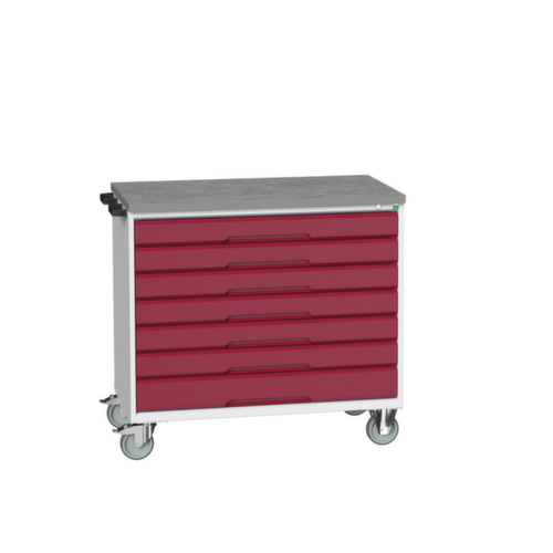bott Chariot à outils verso, 7 tiroirs, RAL7035 gris clair/RAL3004 rouge pourpre