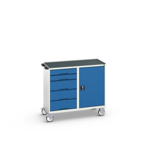 bott poste de travail mobile verso, 5 tiroirs, 1 armoire, RAL7035 gris clair/RAL5010 bleu gentiane  L