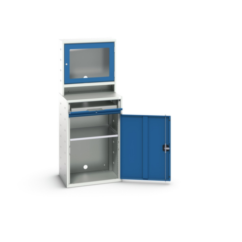 bott armoire informatique verso avec compartiment écran, RAL7035 gris clair/RAL5010 bleu gentiane  L