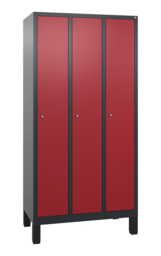 C+P Armoire vestiaire Evolo avec 3 compartiments - portes lisses, largeur de compartiment 300 mm