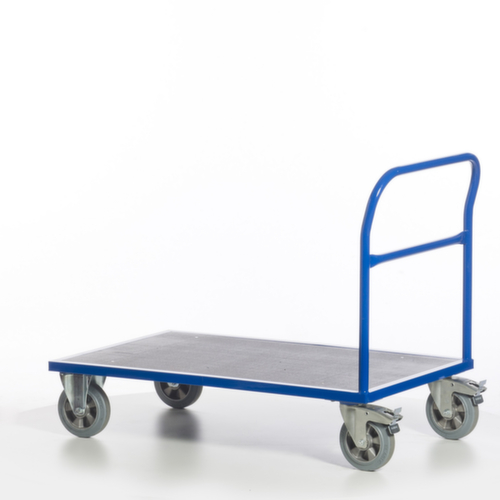 Rollcart Chariot à barre de poussée avec zone de chargement antidérapante, force 1200 kg, plateau longueur x largeur 1600 x 800 mm  L
