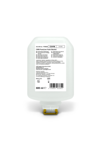 CWS Savon mousse PureLine Foam Neutral, 0,6 l, hydratant et testé dermatologiquement  L
