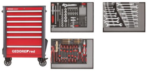 GEDORE R22071004 Jeu d'outils dans une servante d'atelier WINGMAN rouge 129 pièces  L