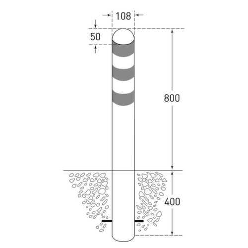 Moravia Poteau de protection en acier inoxydable CITY pour borne de recharge, hauteur 1200 mm, à sceller  L