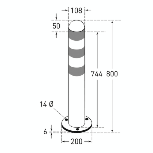 Moravia Poteau de protection CITY pour borne de recharge, hauteur 800 mm, à cheviller dans la plaque de fond  L