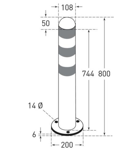 Moravia Poteau de protection en acier inoxydable CITY pour borne de recharge, hauteur 800 mm, à cheviller dans la plaque de fond  L