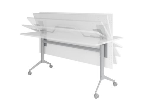 Table pliante roulante, hauteur x largeur x profondeur 750 x 1600 x 800 mm, panneau blanc  L