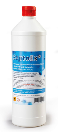 ultraMEDIC Désinfectants pour les mains SeptoEx, 1 l, Efficace contre les bactéries, les virus et les champignons selon la formule de l'OMS  L