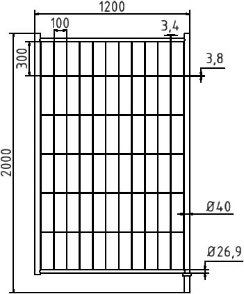 Schake Porte pour clôture mobile, hauteur x largeur 2000 x 1200 mm  L