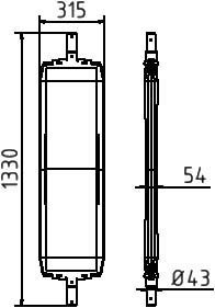 Schake Beacon, hauteur x largeur 1330 x 315 mm  L