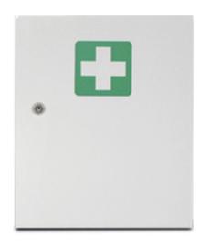 actiomedic Armoire de premiers secours en acier, vide / pour calage selon DIN 13157