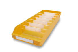Bac compartimentable à bec, jaune, profondeur 600 mm