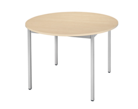 Table polyvalente ronde tube carré, Ø 1100 mm, panneau érable