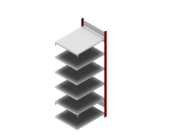 hofe Porte-documents sans vis Zone de fixation pour une utilisation des deux côtés, 6 tablettes, RAL3000 rouge feu/RAL9006 aluminium blanc