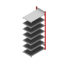 hofe Porte-documents sans vis Zone de fixation pour une utilisation des deux côtés, 7 tablettes, RAL3000 rouge feu/RAL9006 aluminium blanc