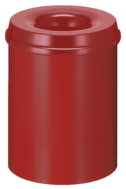 Corbeille à papier autoextinguible en acier, 15 l, rouge, partie supérieure rouge