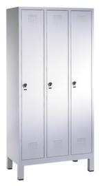 C+P Armoire vestiaire Evolo avec 3 compartiments - portes avec perforation décorative, largeur de compartiment 300 mm