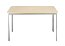 Table polyvalente rectangulaire en tube carré, largeur x profondeur 1800 x 800 mm, panneau érable