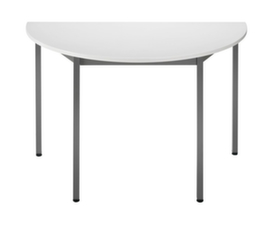 Table polyvalente semi-ronde tube carré, largeur x profondeur 1200 x 600 mm, panneau gris clair