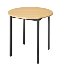 Table polyvalente ronde tube carré, Ø 800 mm, panneau hêtre