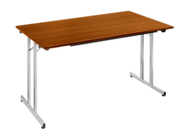 Table pliante polyvalente gerbable, largeur x profondeur 1400 x 700 mm, panneau cerisier