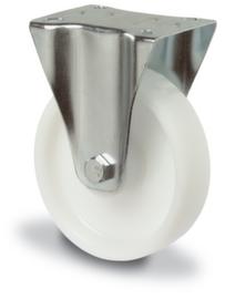 BS-ROLLEN Roulette fixe avec boîtier en acier inoxydable, force 130 kg, plastique bandage