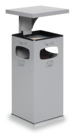 Cendrier poubelle avec 3 ouvertures d'introduction, argent