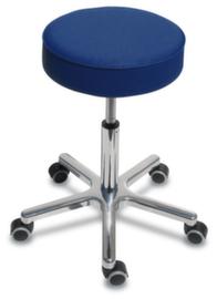 Tabouret pivotant hauteur réglable avec assise en similicuir, assise bleu ciel, roulettes