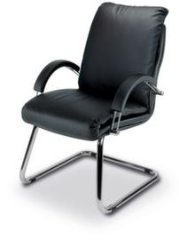 Nowy Styl Chaise cantilever avec accoudoirs, assise cuir, noir