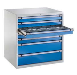 Armoire à tiroirs, 7 tiroir(s), RAL7035 gris clair/RAL 5012 bleu clair