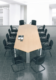 Table de conférence trapézoïdale, largeur x profondeur 1600 x 520 mm, panneau gris clair