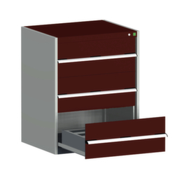 bott Armoire à tiroirs cubio surface de base 800x650 mm, 3 tiroir(s), RAL7035 gris clair/RAL3004 rouge pourpre