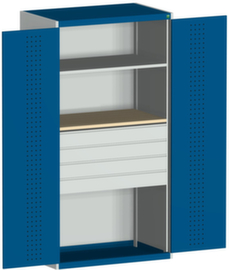 bott Armoire système cubio avec portes en panneaux perforés, 4 tiroir(s)