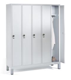 C+P Armoire vestiaire Evolo gris clair avec 5 compartiments - portes lisses, largeur de compartiment 300 mm