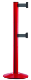 Système de guidage des personnes CLASSIC DOUBLE avec 2 sangles et montants, longueur de la courroie 2,3 m, montant rouge