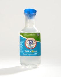Flacon lave-yeux, 1 x 500 ml solution saline