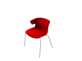 Quadrifoglio Chaise coque en plastique COVE avec piètement 4 pieds, rouge