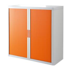 Paperflow Armoire à rideaux transversaux easyOffice®, 2 hauteurs des classeurs, blanc/orange